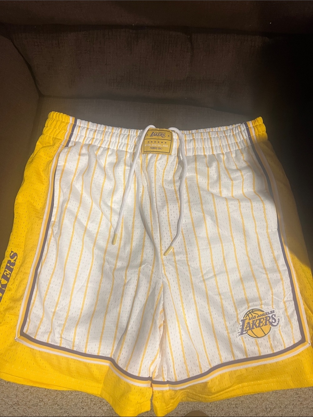 Los Angeles Lakers White & Yellow Athletic Shorts